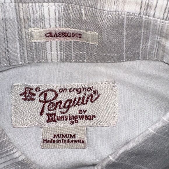 Original Penguin Men's Grey Striped Classic Fit Short Sleeve Shirt M 0596 - Picture 5 of 6